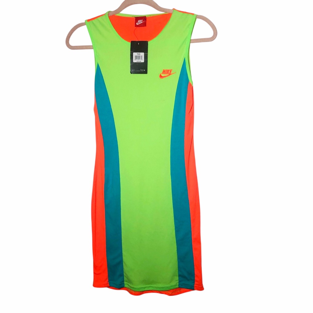 Nike Women's Green And Orange Mini Dress